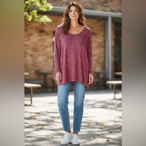 Db Sunday Heathered Pink Long Sleeve Tee